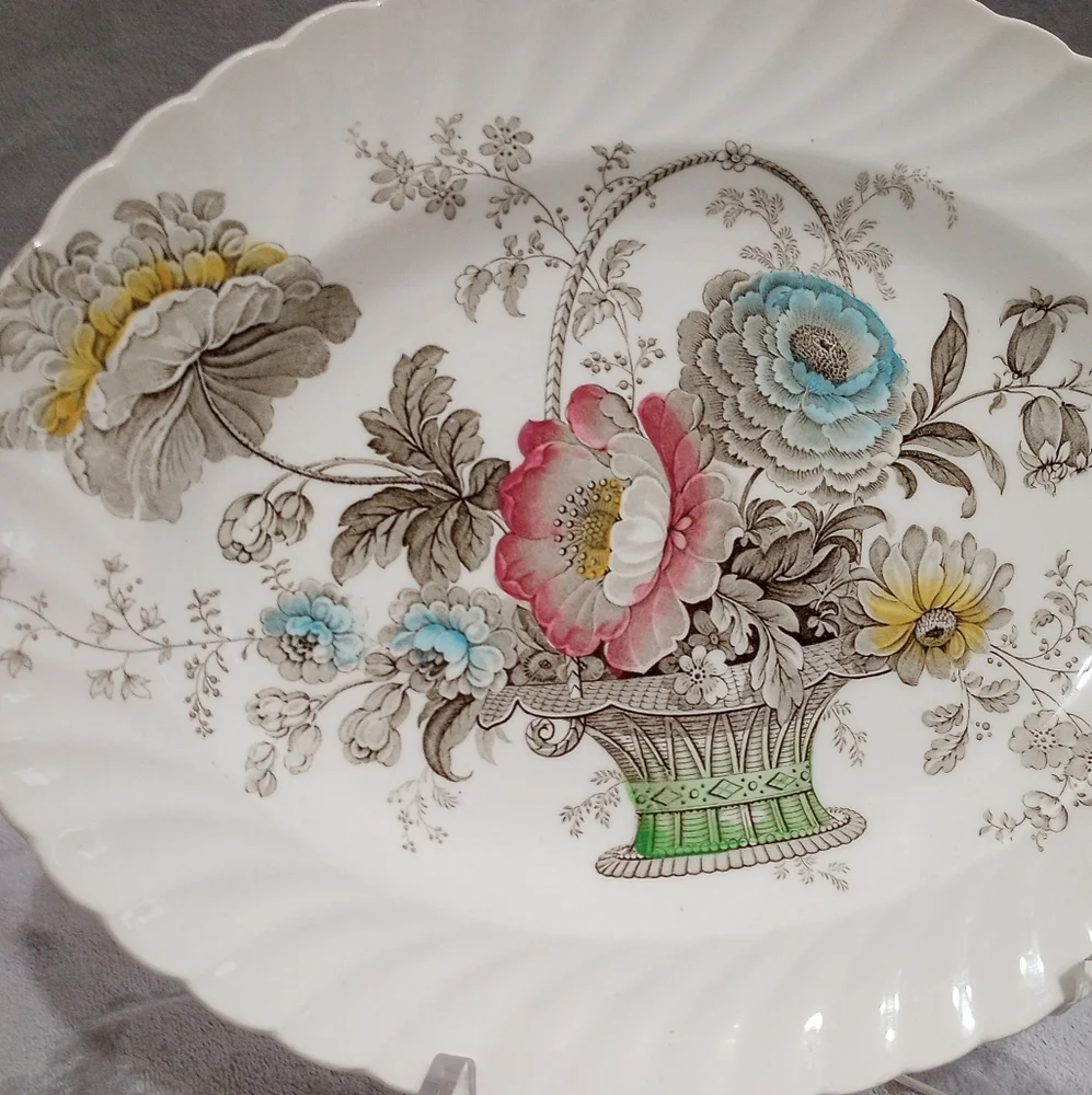 Royal Staffordshire Clarice Cliff  Charlotte Oval Platter Sepia Color Washed